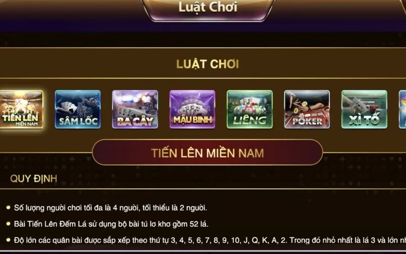 Tiến lên miền nam Gemwin với luật chơi đơn giản dễ hiểu